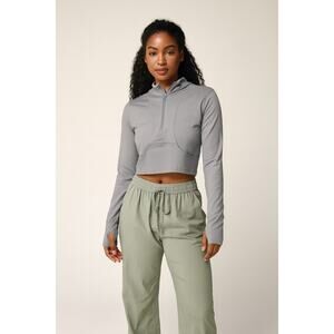 90 Degree by Reflex Women’s Crop Zip Jacket Gray Long Sleeve Athleisure Size XL